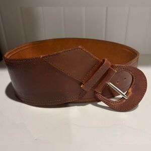 Vintage wide brown waist belt, small